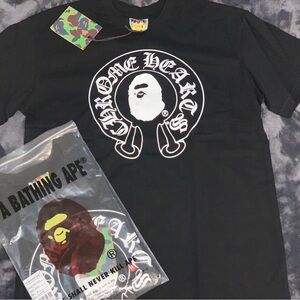 Bape Black and White Graphic T-Shirt